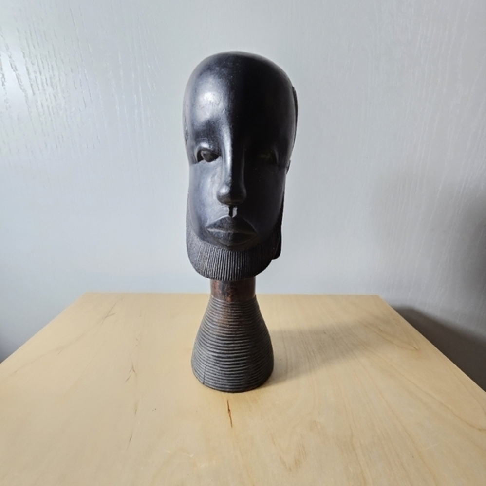 Vintage African Tribal Wood Man Head